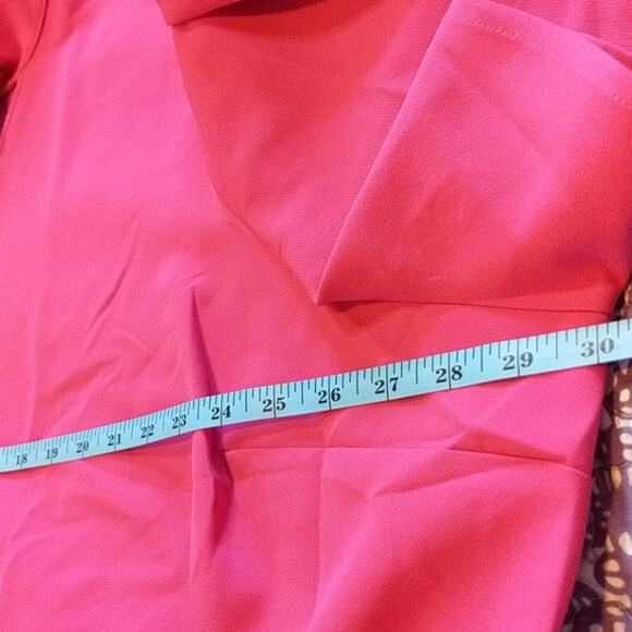 LANE BRYANT Hot Pink Flutter Sleeve Choker Stretchy Top 28 - Picture 6 of 8